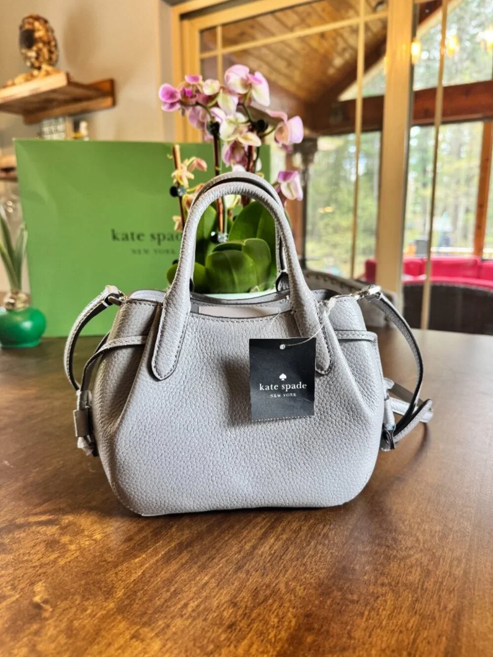 kate spade gray pebbled leather mini satchel crossbody